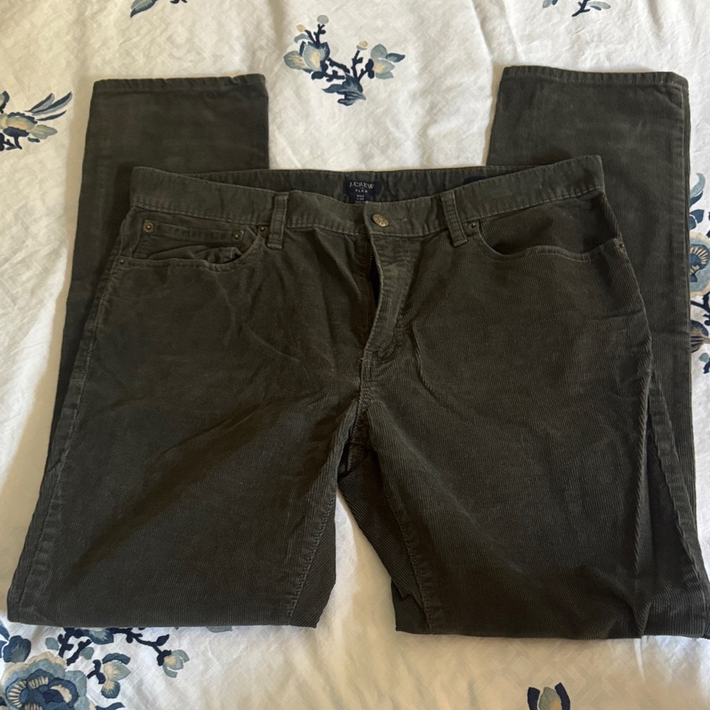 J. Crew Olive Corduroy Slim Pants 34x32